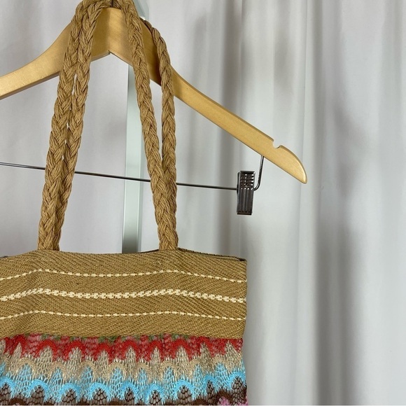 Wayan Natural Wear Linen Embroidered Boho Woven Tote HandBag Beach Hippie - Picture 12 of 12